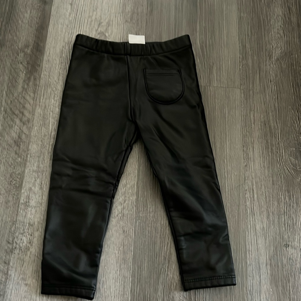 Zara kids black leather leggings
